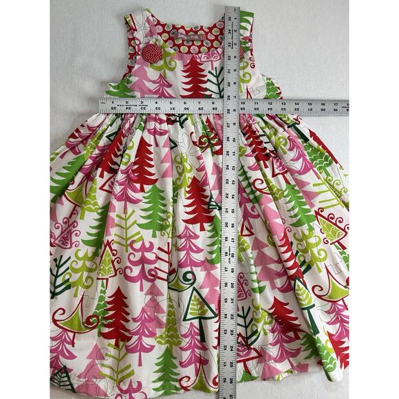 Jelly The Pug Christmas Tree Dress Girls Size 6 Smocked Layered Flowy Christmas - Picture 9 of 12